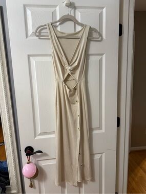SHEIN Cream Sleeveless Knot-Front Cutout Midi Dress